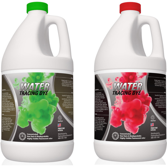 Fluorescent Water Tracing Dye - Red or Green - 1 Gallon