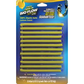 Bio-Flow Drain Cleaner & Deodorizer Strips (Lemon) - 12 Strip Pack